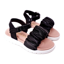 FR1 Sandales Aimy Noires Enfant Avec Velcro