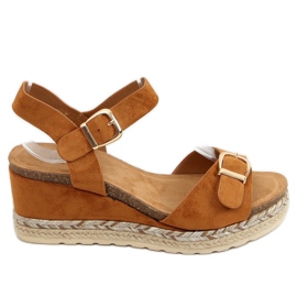 Espadrilles compensées camel YL93 Camel brun