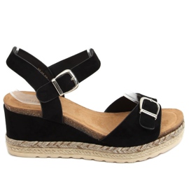 Espadrilles noires sur compensées YL93 Noir