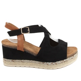 Espadrilles noires sur compensées YL90 Noir