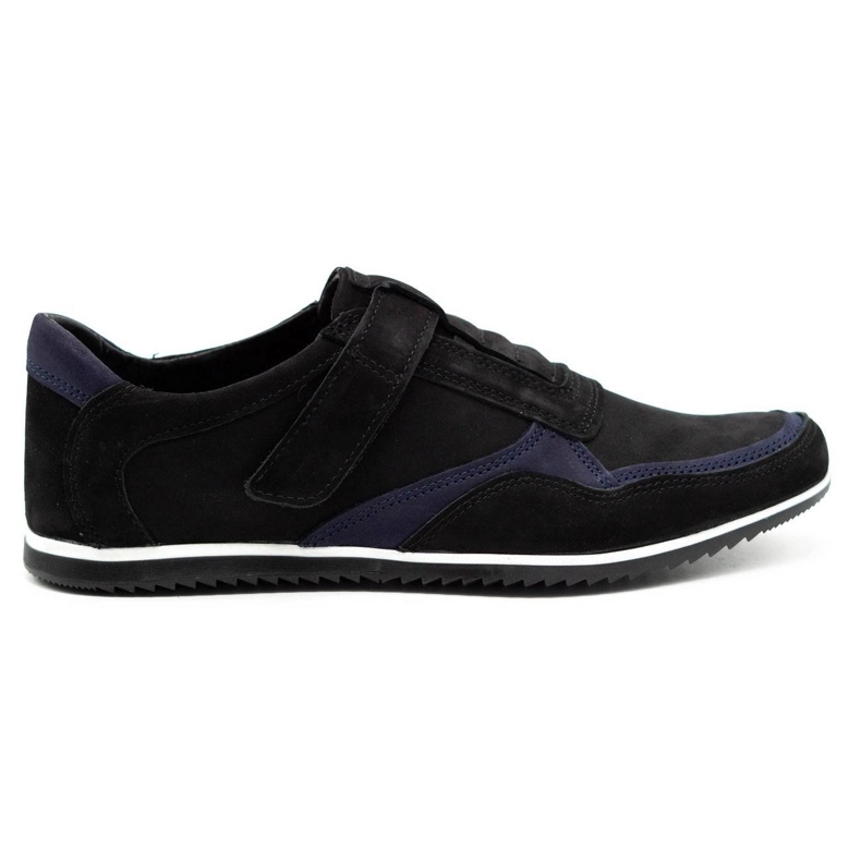 Polbut Chaussures décontractées en cuir pour hommes 2102/2 noir avec bleu marine le noir