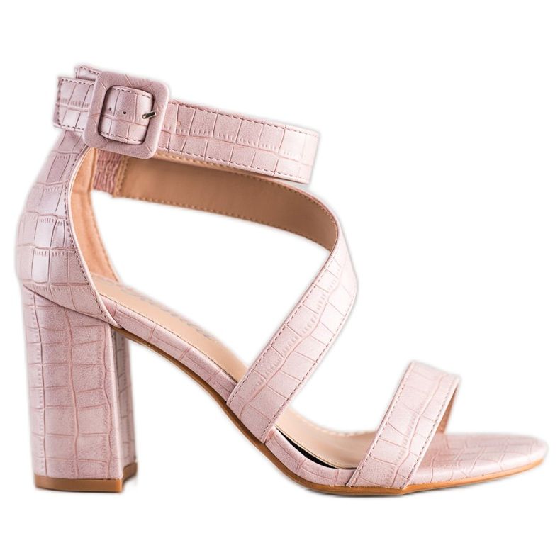 Renda Sandales sur une barre avec cuir écologique rose