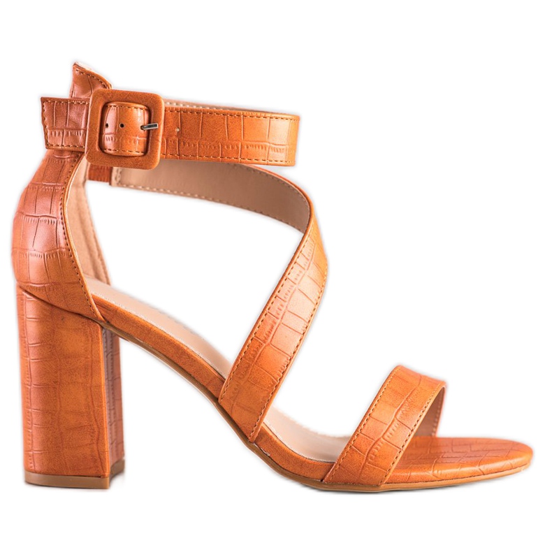 Renda Sandales sur une barre avec cuir écologique orange