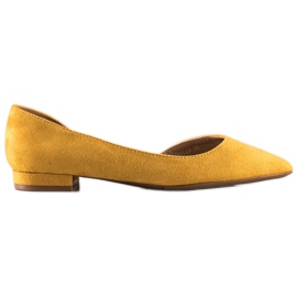 Lovery Ballerines En Daim Avec Découpe jaune