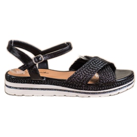 Mannika Sandales noires sur la plate-forme