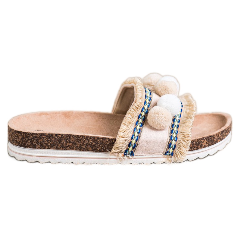 SHELOVET Pantoufles À La Mode Avec Pompons beige