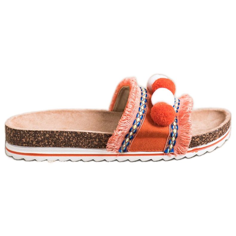 SHELOVET Chaussons mode à pompons orange