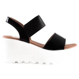 Weide Sandales légères sur un coin blanc noir