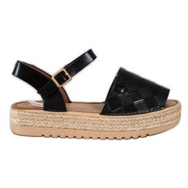 SHELOVET Espadrilles Sandales Avec Eco Cuir le noir SHELOVET Espadrilles Sandales Avec Eco Cuir le noir