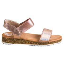 Kayla Sandales en cuir écologique brillant doré