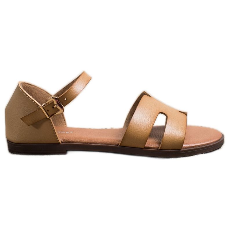 Ideal Shoes Sandales classiques en cuir écologique brun