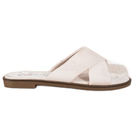 Ideal Shoes Pantoufles en daim élégantes beige