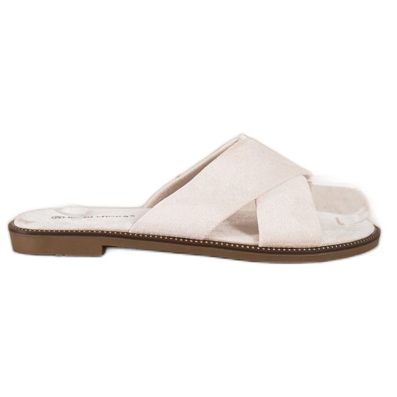 Ideal Shoes Pantoufles en daim élégantes beige