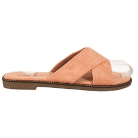 Ideal Shoes Pantoufles en daim élégantes orange