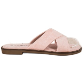 Ideal Shoes Pantoufles en daim élégantes rose