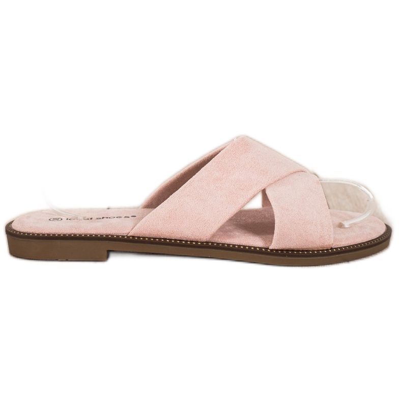 Ideal Shoes Pantoufles en daim élégantes rose