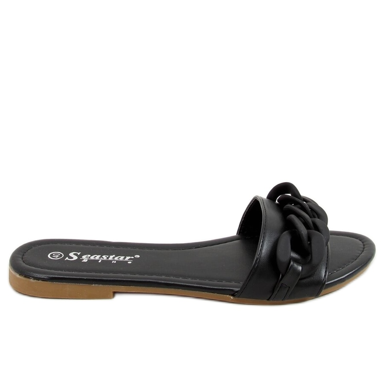 Chaussons noirs avec une chaîne noir CK205P Noir le noir