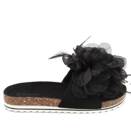 Chaussons en liège noir à fleurs CK113P Noir le noir Chaussons en liège noir à fleurs CK113P Noir le noir