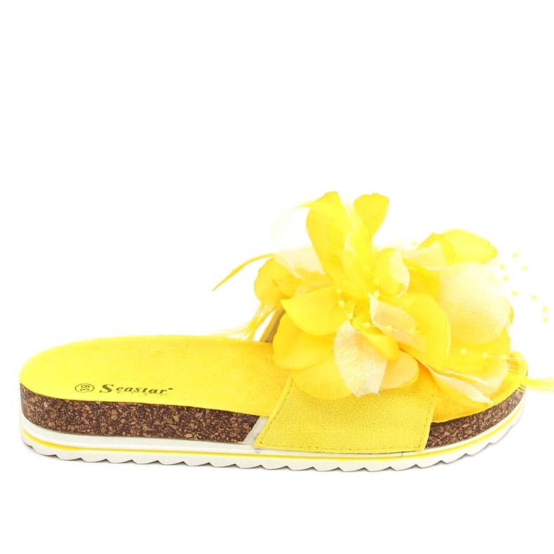 Chaussons en liège à fleurs jaune CK113P Jaune