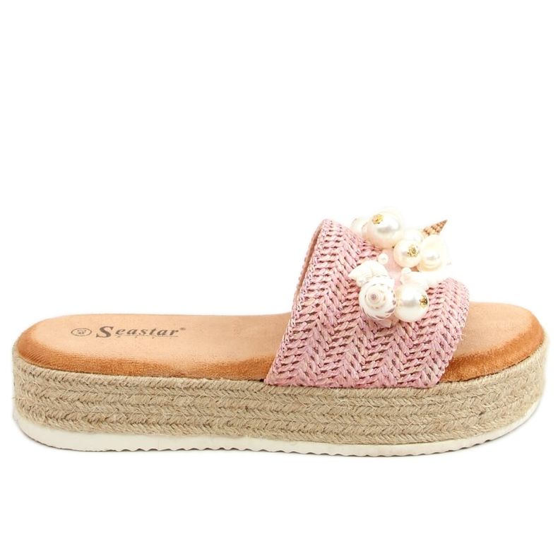 Espadrilles Chaussons à coquillages roses CK117P Rose