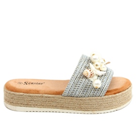 Espadrilles bleues à coquillages CK117P Bleu