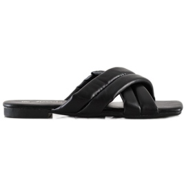 Mannika Pantoufles confortables en cuir écologique le noir