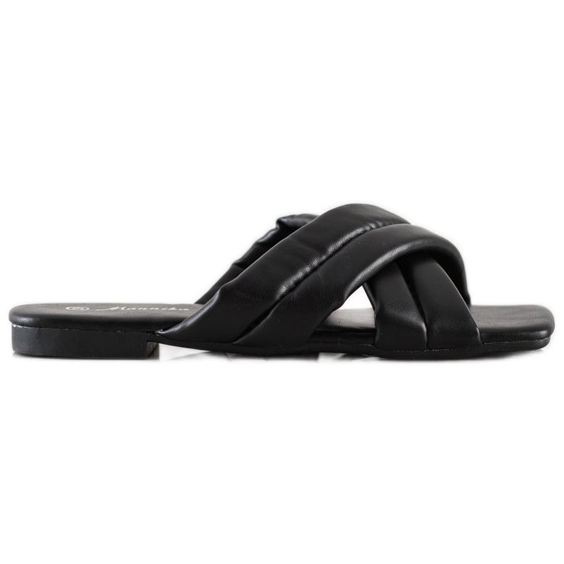 Mannika Pantoufles confortables en cuir écologique le noir
