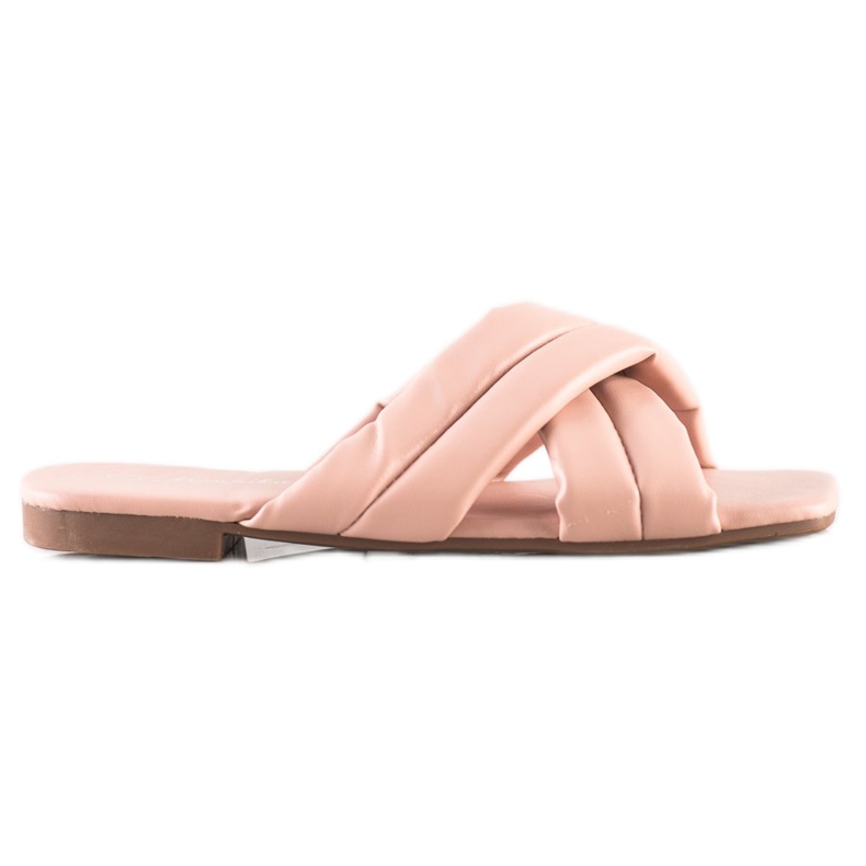 Mannika Pantoufles confortables en cuir écologique rose