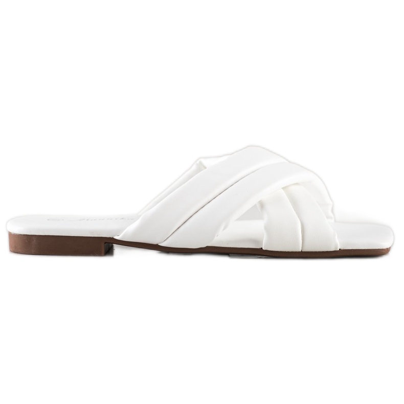 Mannika Pantoufles confortables en cuir écologique blanche