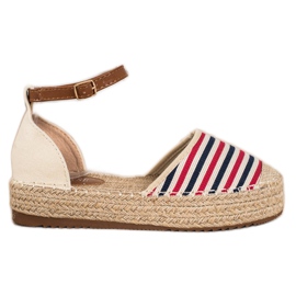 Clowse Espadrilles Rayées Avec Boucle beige rouge multicolore