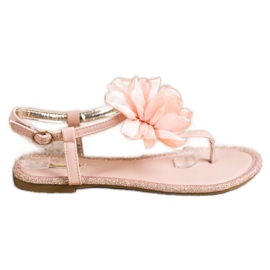 BUONAROTTI Tongs Sandales Avec Une Fleur orange rose BUONAROTTI Tongs Sandales Avec Une Fleur orange rose