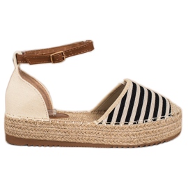 Clowse Espadrilles Rayées Avec Boucle beige brun le noir
