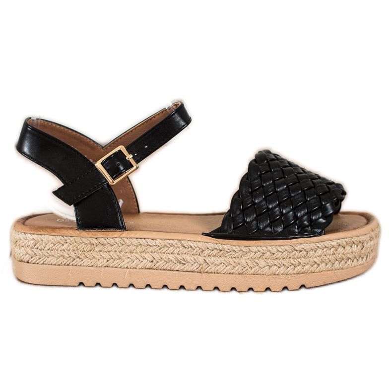 SHELOVET Sandales Espadrilles Tressées le noir