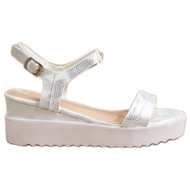Bestelle Sandales compensées chatoyantes blanche Bestelle Sandales compensées chatoyantes blanche