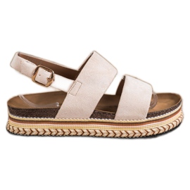 Ideal Shoes Sandales en daim sur la plate-forme beige