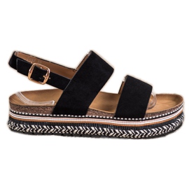 Ideal Shoes Sandales en daim sur la plate-forme noir