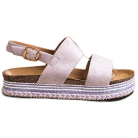 Ideal Shoes Sandales en daim sur la plate-forme violet