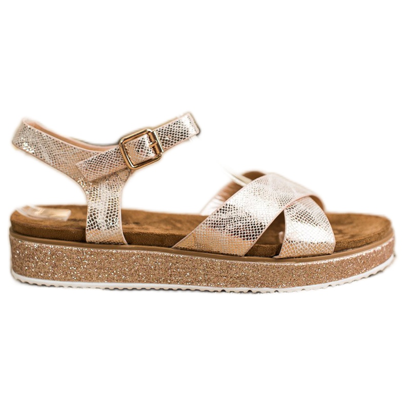 Bestelle Sandales sur la plate-forme scintillante d'or Bestelle Sandales sur la plate-forme scintillante d'or