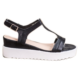 Bestelle Sandales compensées chatoyantes noir