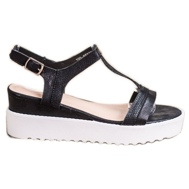 Bestelle Sandales compensées chatoyantes le noir