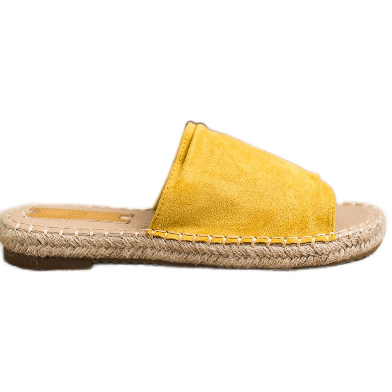 SHELOVET Pantoufles classiques en daim jaune