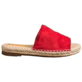 SHELOVET Pantoufles classiques en daim rouge