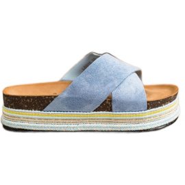 SHELOVET Chaussons en daim bleu