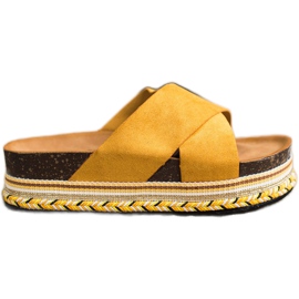 SHELOVET Chaussons en daim moutarde jaune