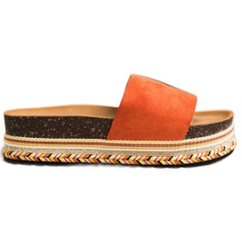 SHELOVET Pantoufles confortables en daim orange
