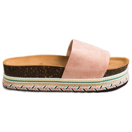 SHELOVET Pantoufles confortables en daim rose