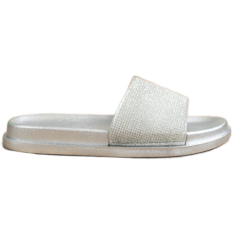 SHELOVET Pantoufles Argent Brillant