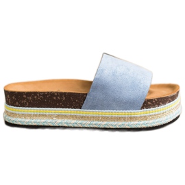 SHELOVET Pantoufles confortables en daim bleu