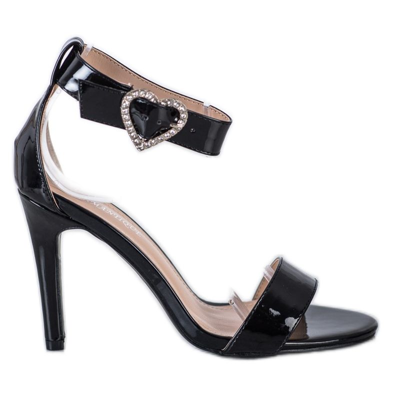 Diamantique Sandales sur un talon haut avec ornement le noir