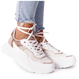 Chaussures de sport femme Sneakers Blanc et Or Melanie doré